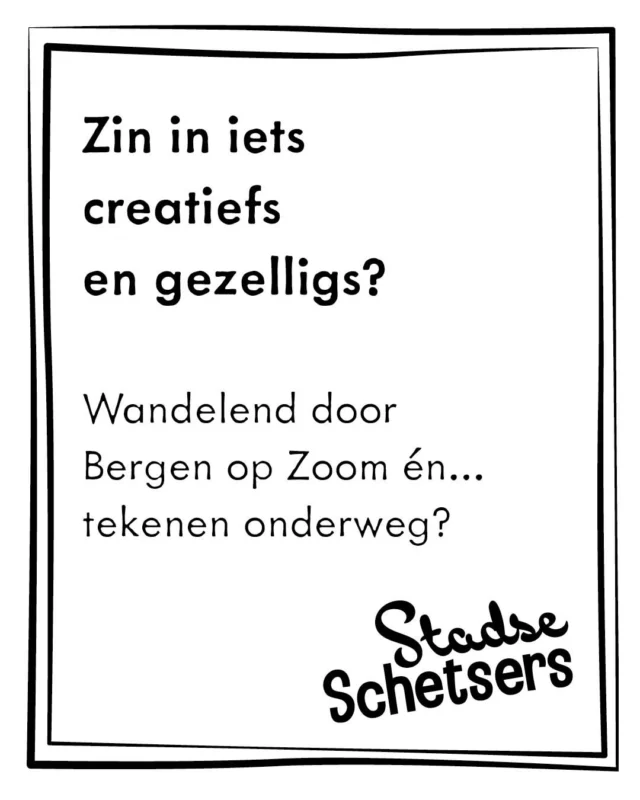 🏛️ Zin in iets creatiefs én gezelligs?

Ontdek Bergen op Zoom op een heel andere manier tijdens onze Stadse Schetsers-workshop! We wandelen door het historische centrum, staan stil bij drie  bijzondere monumenten en zetten ze al tekenend op papier.

Geen ervaring nodig — juist nieuwsgierigheid en zin om lekker buiten bezig te zijn. Wij zorgen voor alle materialen, begeleiding én een gezellige nabespreking.

✏️ Wat kun je verwachten? • Schetsen in het historische centrum van Bergen op Zoom • Van 13.00 tot 16.00 uur • Voor iedereen van 16 t/m 99 jaar • Materialen en begeleiding zijn bij de prijs inbegrepen.

Er zijn nog maar enkele plekken beschikbaar op: 📅 zaterdag 5 september 📅 zaterdag 26 september

Schrijf je snel in en beleef Bergen op Zoom met pen in de hand!

#BergenOpZoom #Sketching #UrbanSketching #Drawing #CreatieveWorkshop